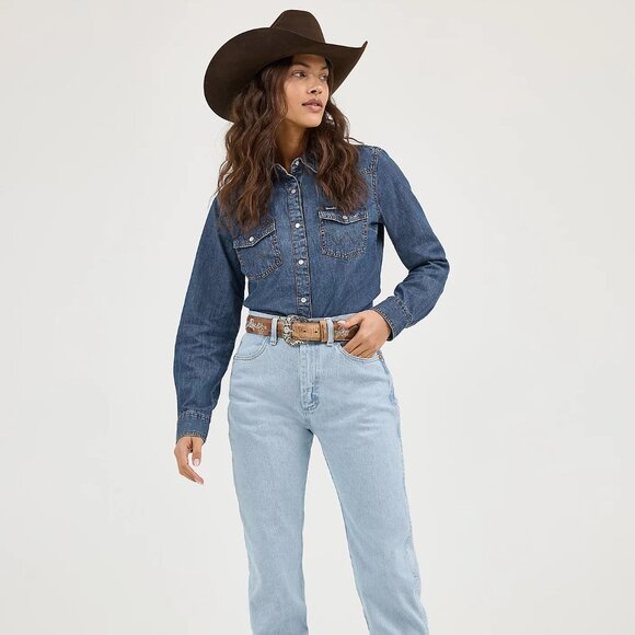 Long Sleeve Western Snap Denim Shirt - Picture 3 of 4